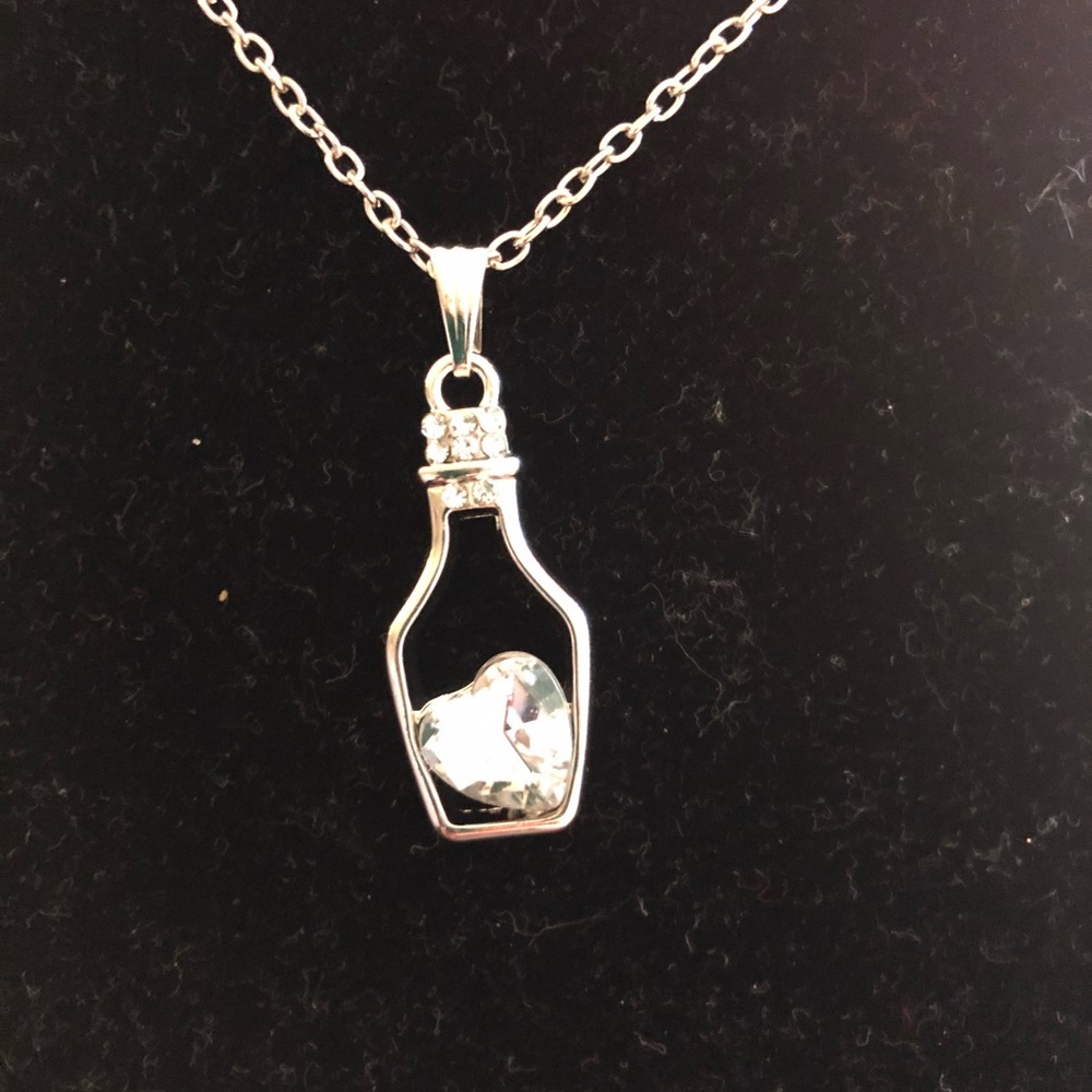 Wish bottle and Crystal heart necklace